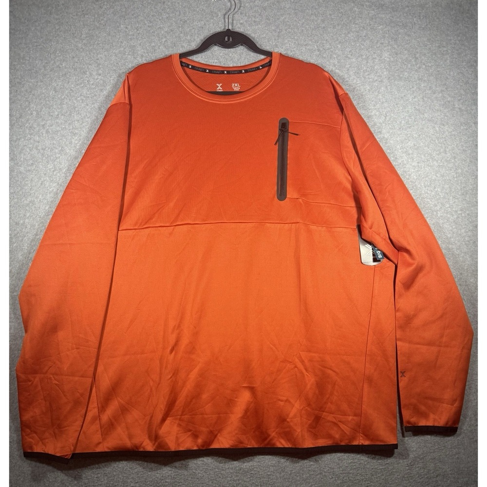 Xersion Mens Orange Long Sleeve Quick-Dri Training Crew Sweatshirt 2XL
